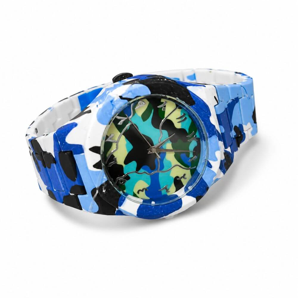 Blue Camo Strike Arabic Aura  Watch
